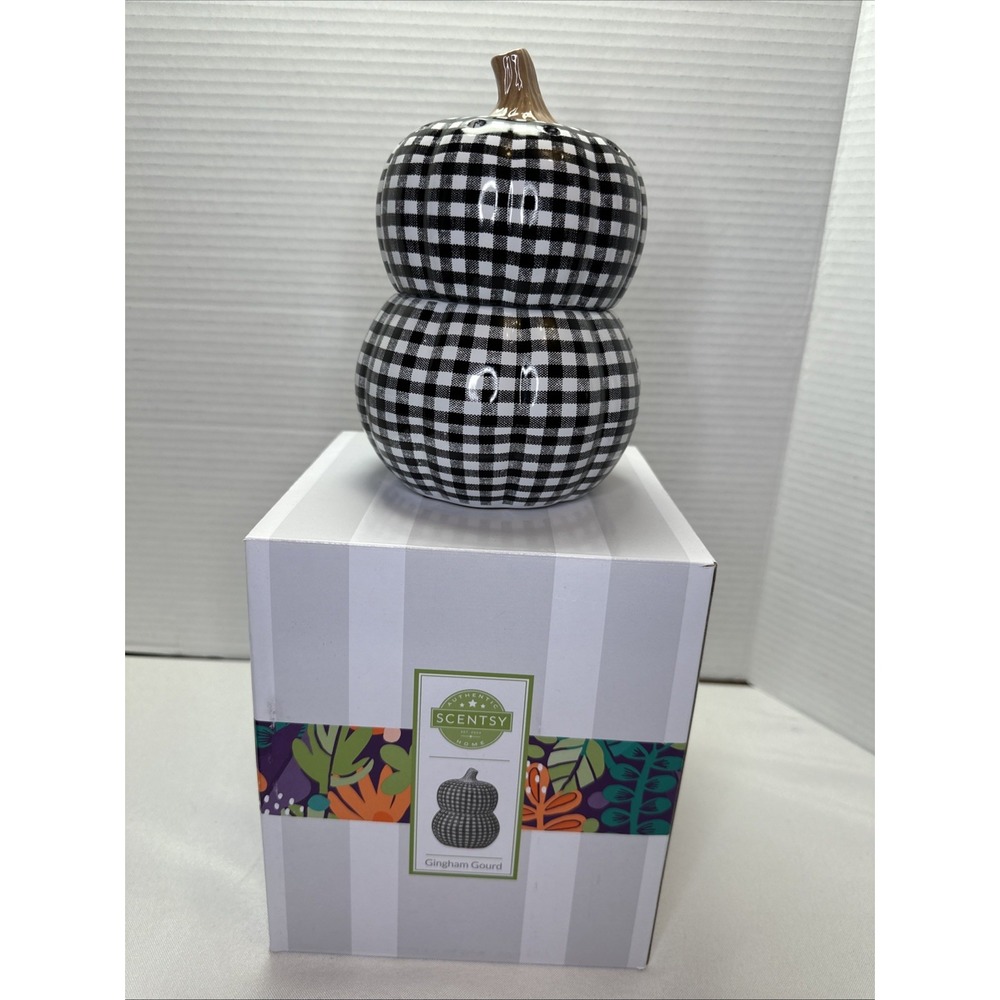 Scentsy‎ Gingham Gourd Pumpkin Element Wax Warmer Buffalo Check Plaid